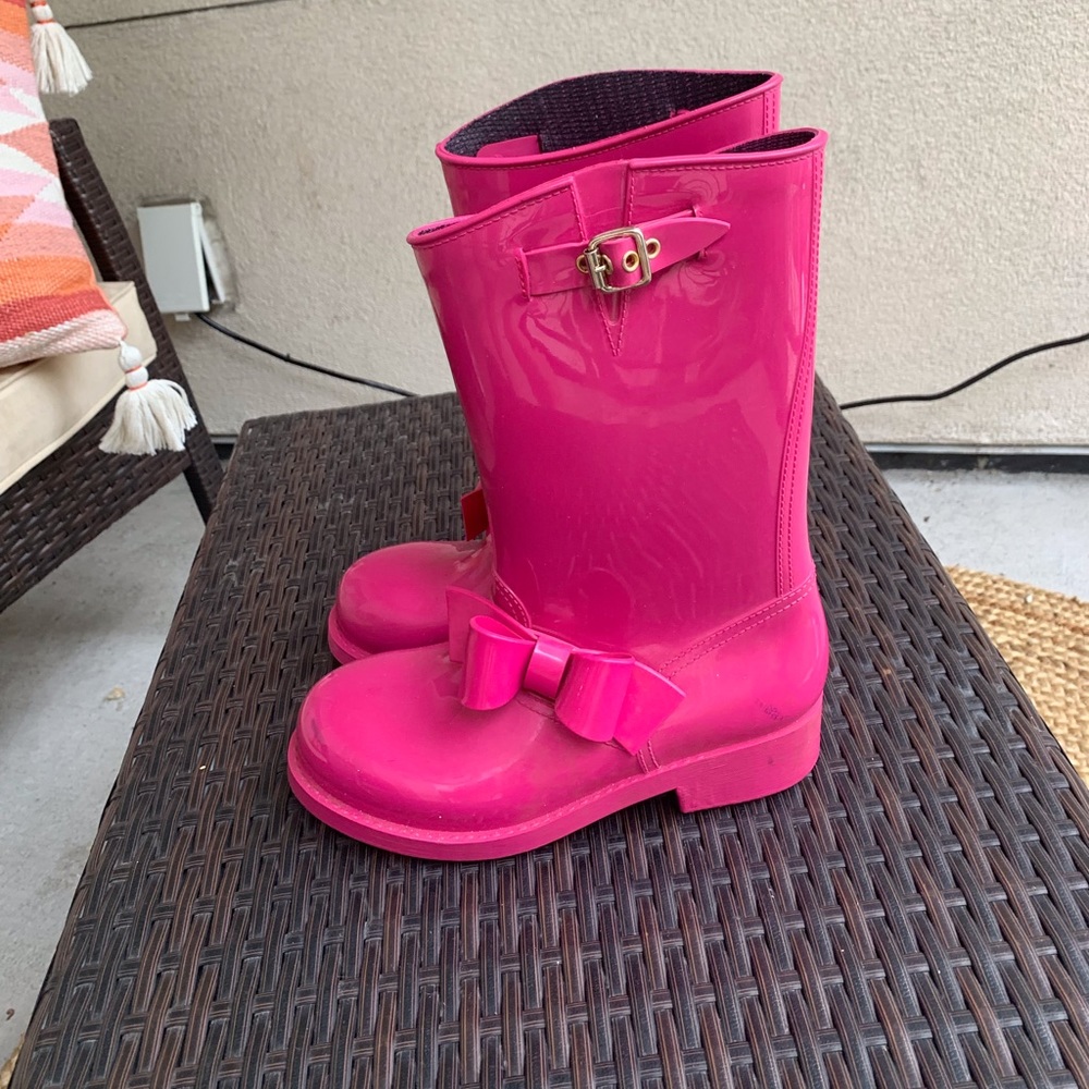 Red by Valentino hot pink rain boots with bow